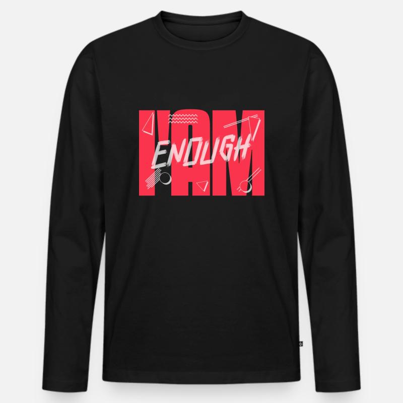 I Am Enough - Männer Premium Bio Langarmshirt - Schwarz