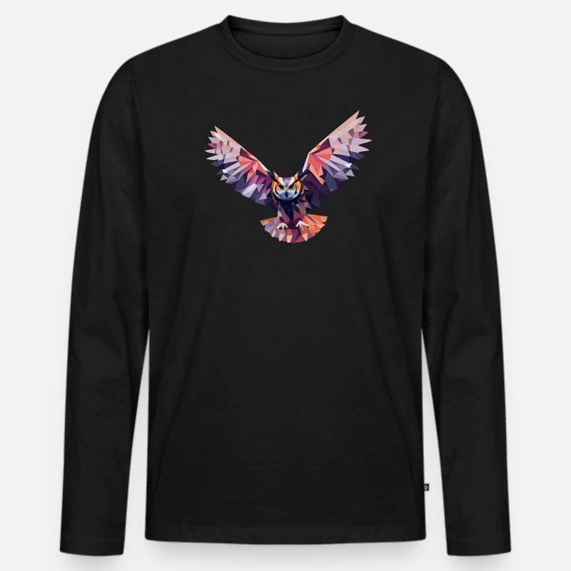 GEOMETRISCHE EULE, ABSTRAKTE EULENKUNST - Männer Premium Bio Langarmshirt - Schwarz