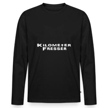 Kilometer eater - Men's Premium Organic Long Sleeve Shirt - black - Front - Nico (187cm)