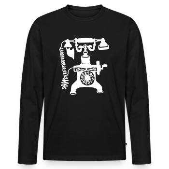 téléphone - T-shirt manches longues Premium bio Homme - noir - Devant - Nico (187cm)