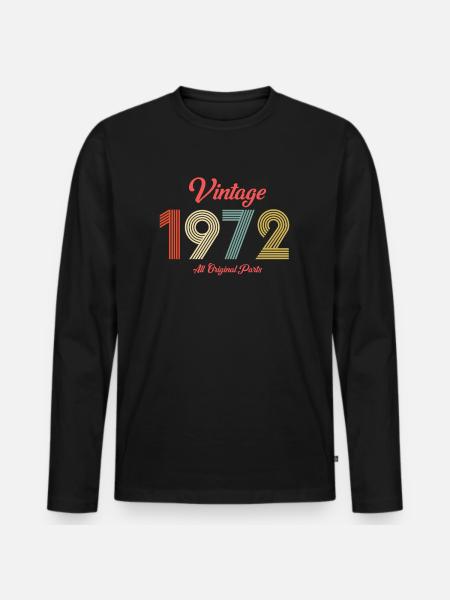 1972 - Männer Premium Bio Langarmshirt - Schwarz