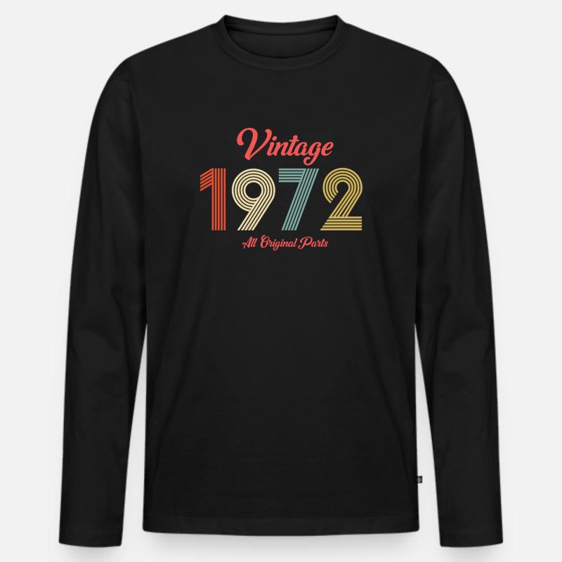 1972 - Männer Premium Bio Langarmshirt - Schwarz