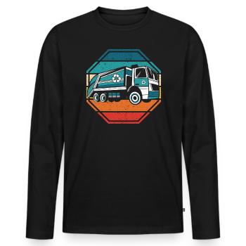 Garbage Truck Retro Waste Collector Garbage Truck Driver - Men's Premium Organic Long Sleeve Shirt - black - Front - Nico (187cm)