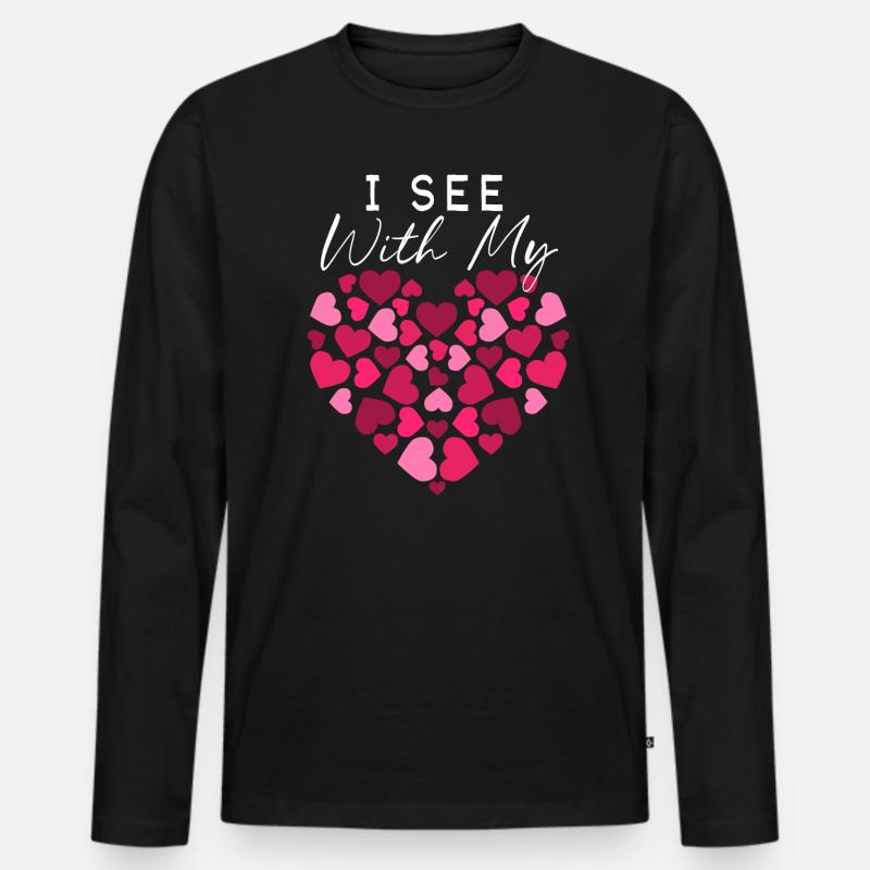 Braille Herz Sehbehinderung Blinder - Männer Premium Bio Langarmshirt - Schwarz