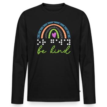 Be Nice Braille Visual Impairment Braille - Men's Premium Organic Long Sleeve Shirt - black - Front - Nico (187cm)