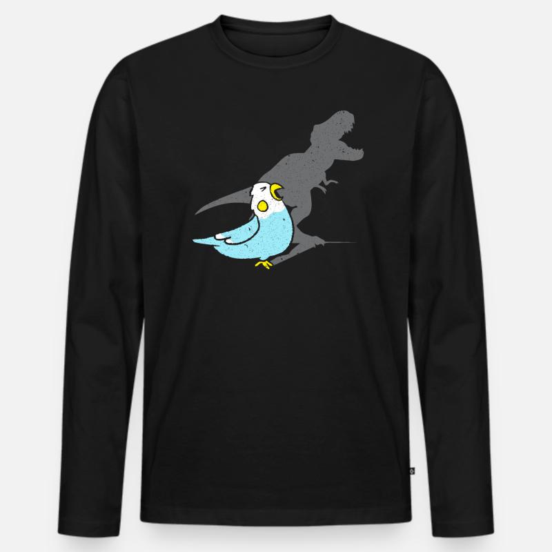 Wellensittich Dinosaurier Sittich - Männer Premium Bio Langarmshirt - Schwarz