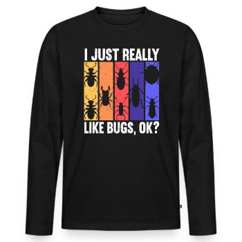 I like bugs entomology insects - Men's Premium Organic Long Sleeve Shirt - black - Front - Nico (187cm)