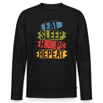 Eat Sleep Hoops Repeat Basketball Basketball Player - Men's Premium Organic Long Sleeve Shirt - black - Front - Nico (187cm)