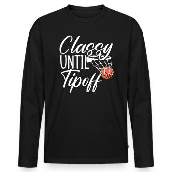 Chic jusqu’à tip Off Joueur de basket-ball - T-shirt manches longues Premium bio Homme - noir - Devant - Nico (187cm)