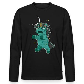 Halloween Zombie Licorne - T-shirt manches longues Premium bio Homme - noir - Devant - Nico (187cm)