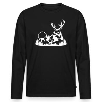 DEER HUNTING GAME DEER DEER MOTIF - Men's Premium Organic Long Sleeve Shirt - black - Front - Nico (187cm)