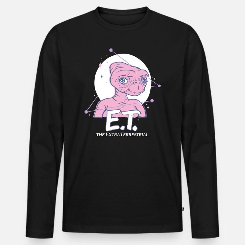 E.T. The Extra-Terrestrial Mond Porträt - Männer Premium Bio Langarmshirt - Schwarz