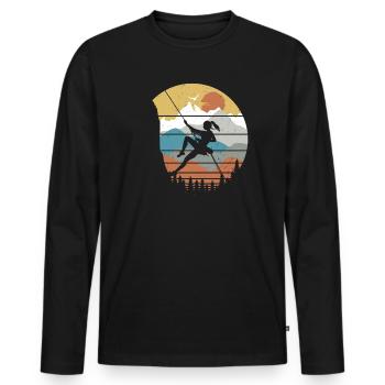 Vintage Grimpeurs Montagne Escalade Boulderer Rocher - T-shirt manches longues Premium bio Homme - noir - Devant - Nico (187cm)