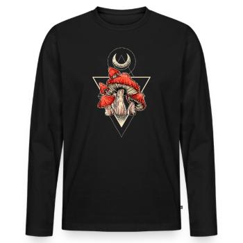 Champignons Cueillette chasseur de champignons Cueilleur de champignons - T-shirt manches longues Premium bio Homme - noir - Devant - Nico (187cm)