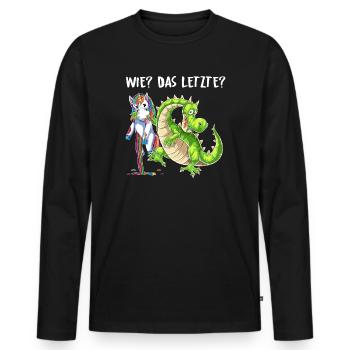 Wie? Das Letzte? Einhorn Drache Drachen - Männer Premium Bio Langarmshirt - Schwarz - Vorne - Nico (187cm)