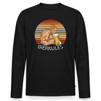 Bierkules trinkt Bier lustiges Design Wiesen - Männer Premium Bio Langarmshirt - Schwarz - Vorne - Nico (187cm)