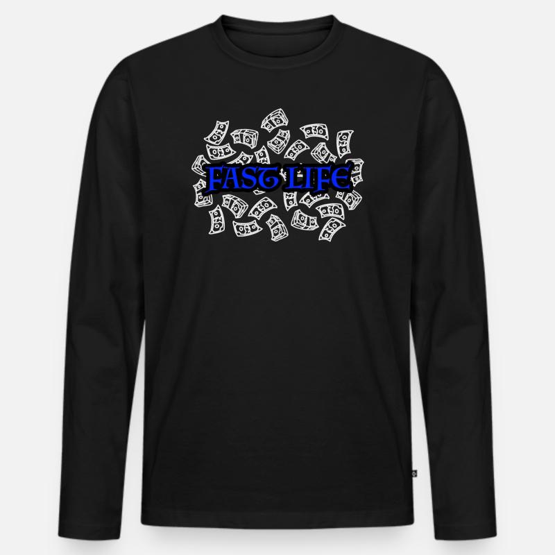Fast Life - Männer Premium Bio Langarmshirt - Schwarz