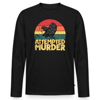 Tentative de meurtre de corbeaux drôle d’amoureux des oiseaux - T-shirt manches longues Premium bio Homme - noir - Devant - Nico (187cm)