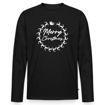 Merry Christmas | St. Nicholas, Reindeer, Celebrations - Men's Premium Organic Long Sleeve Shirt - black - Front - Nico (187cm)