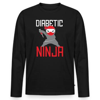 Ninja du diabète - T-shirt manches longues Premium bio Homme - noir - Devant - Nico (187cm)