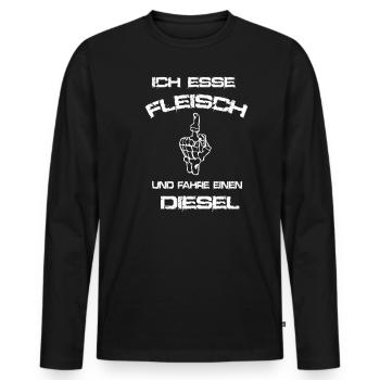 Fleisch Diesel Auto Spruch Sprüche Cooler Spruch - Männer Premium Bio Langarmshirt - Schwarz - Vorne - Nico (187cm)