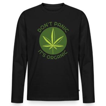 Hanf - Männer Premium Bio Langarmshirt - Schwarz - Vorne - Nico (187cm)