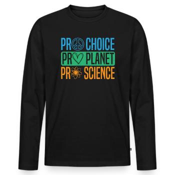 Pro-Choice Pro Planet Pro Science Umweltschutz - Männer Premium Bio Langarmshirt - Schwarz - Vorne - Nico (187cm)