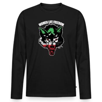 Women life Freedom Wolf Women's Rights Freedom - Men's Premium Organic Long Sleeve Shirt - black - Front - Nico (187cm)