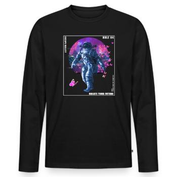 Vaporwave Glitch Retro Astronaut - Männer Premium Bio Langarmshirt - Schwarz - Vorne - Nico (187cm)