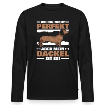 Mein Dackel Ist Perfekt Rauhaardackel - Männer Premium Bio Langarmshirt - Schwarz - Vorne - Nico (187cm)