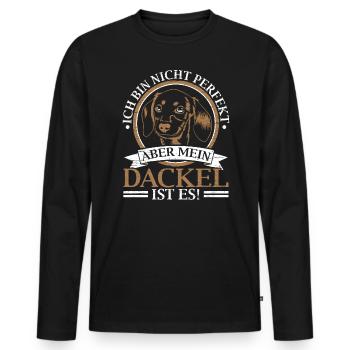 Mein Dackel Ist Perfekt Rauhaardackel - Männer Premium Bio Langarmshirt - Schwarz - Vorne - Nico (187cm)