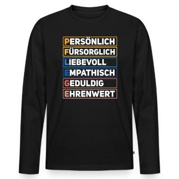 Pflege Definition - Männer Premium Bio Langarmshirt - Schwarz - Vorne - Nico (187cm)