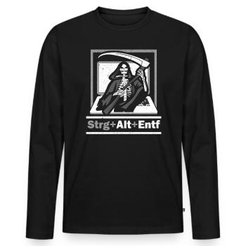 Strg Alt Entf Schwarzer Humor - Männer Premium Bio Langarmshirt - Schwarz - Vorne - Nico (187cm)