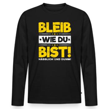 Bleib Wie Du Bist - Männer Premium Bio Langarmshirt - Schwarz - Vorne - Nico (187cm)