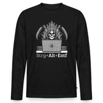 Strg Alt Entf Schwarzer Humor - Männer Premium Bio Langarmshirt - Schwarz - Vorne - Nico (187cm)