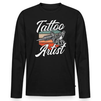 Tatoueur - T-shirt manches longues Premium bio Homme - noir - Devant - Nico (187cm)
