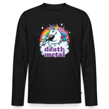 Death Metal Einhorn Geschenk Heavy Musik Unicorn - Männer Premium Bio Langarmshirt - Schwarz - Vorne - Nico (187cm)