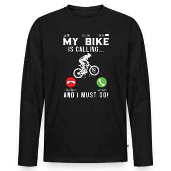 Mon vélo appelle et je dois aller vélo - T-shirt manches longues Premium bio Homme - noir - Devant - Nico (187cm)