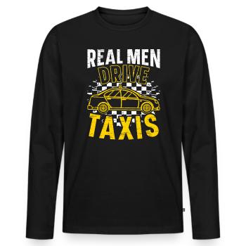 De vrais hommes conduisent des taxis Chauffeur de taxi Taxi Cabbie - T-shirt manches longues Premium bio Homme - noir - Devant - Nico (187cm)