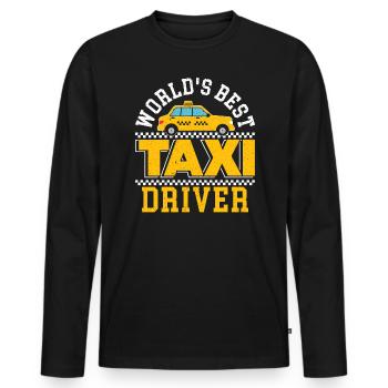 Meilleur chauffeur de taxi au monde Taxicab Cab Driver Cabbie - T-shirt manches longues Premium bio Homme - noir - Devant - Nico (187cm)