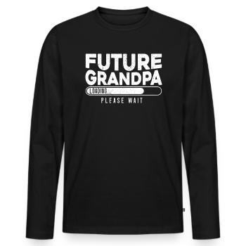 Annonce du futur grand-père qui charge le bébé - T-shirt manches longues Premium bio Homme - noir - Devant - Nico (187cm)