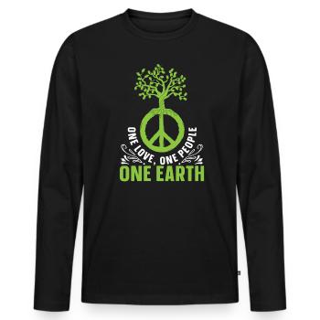 One Love One People One Earth World Peace Day - Men's Premium Organic Long Sleeve Shirt - black - Front - Nico (187cm)