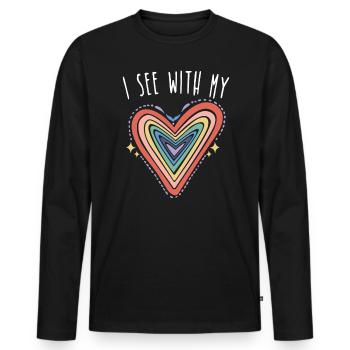 Blindenschrift Herz Sehbehindertes blindes Bewusstsein - Männer Premium Bio Langarmshirt - Schwarz - Vorne - Nico (187cm)