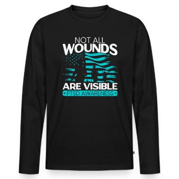Nicht alle Wunden sind sichtbare PTBS-Belastungsstörung - Männer Premium Bio Langarmshirt - Schwarz - Vorne - Nico (187cm)