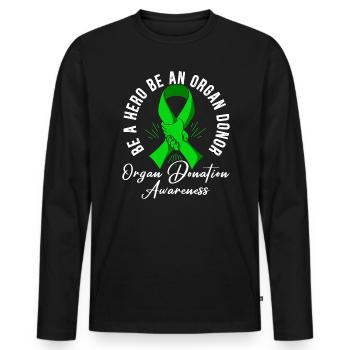 Be A Hero Be An Organ Donor Organ Donation - Men's Premium Organic Long Sleeve Shirt - black - Front - Nico (187cm)