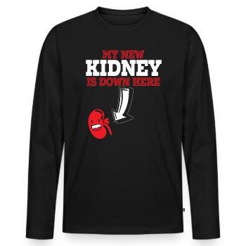 My New Kidney Is Here Transplant Organ Recipient - Men's Premium Organic Long Sleeve Shirt - black - Front - Nico (187cm)