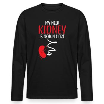 My New Kidney Is Here Transplant Organ Recipient - Men's Premium Organic Long Sleeve Shirt - black - Front - Nico (187cm)
