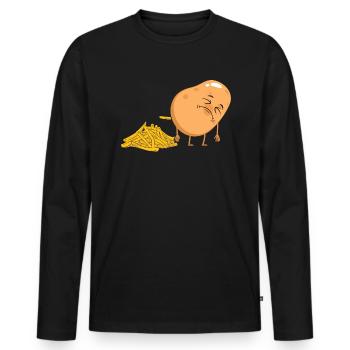 Pooping Potato French Friens Potato Tater Tots - Men's Premium Organic Long Sleeve Shirt - black - Front - Nico (187cm)