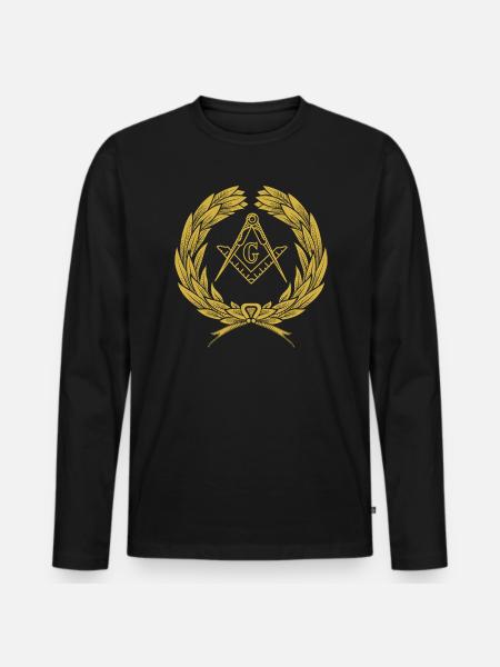 Frimurer frimurer frimurerisk frimureri Square Kompas - Premium økologisk langærmet T-shirt til mænd - sort