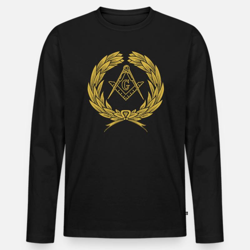 Massone Massonica Bussola Quadrata - Maglia a manica lunga ecologica premium da uomo - nero